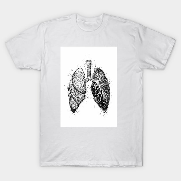 Lungs Anatomy Black and White T-Shirt by LotusGifts